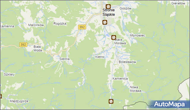 mapa Kletno, Kletno na mapie Targeo