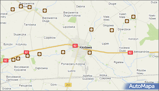 mapa Kłodawa powiat kolski, Kłodawa powiat kolski na mapie Targeo