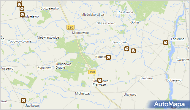 mapa Kłodzin gmina Mieścisko, Kłodzin gmina Mieścisko na mapie Targeo