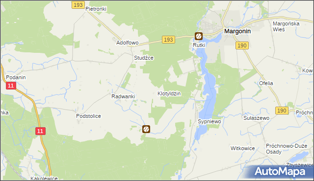 mapa Klotyldzin, Klotyldzin na mapie Targeo