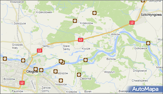 mapa Klucze gmina Głogów, Klucze gmina Głogów na mapie Targeo
