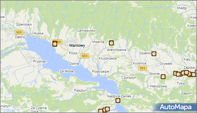 mapa Kluszkowce, Kluszkowce na mapie Targeo