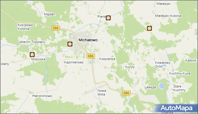 mapa Kobylanka gmina Michałowo, Kobylanka gmina Michałowo na mapie Targeo