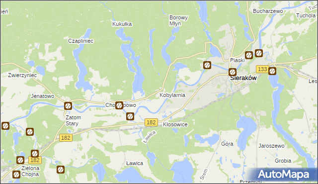 mapa Kobylarnia gmina Sieraków, Kobylarnia gmina Sieraków na mapie Targeo