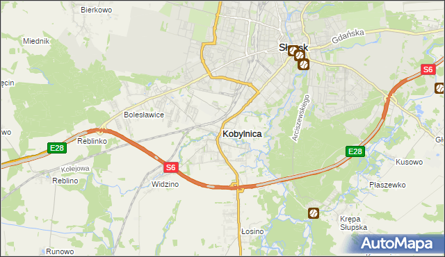 mapa Kobylnica powiat słupski, Kobylnica powiat słupski na mapie Targeo