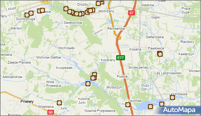 mapa Kocerany, Kocerany na mapie Targeo