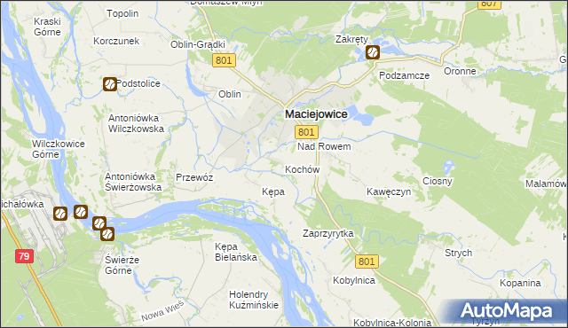 mapa Kochów gmina Maciejowice, Kochów gmina Maciejowice na mapie Targeo