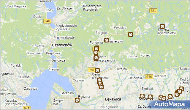 mapa Kocierz Moszczanicki, Kocierz Moszczanicki na mapie Targeo