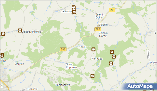 mapa Kocin gmina Żagań, Kocin gmina Żagań na mapie Targeo