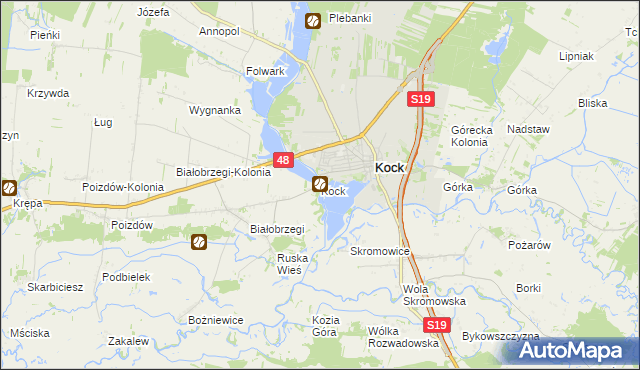 mapa Kock powiat lubartowski, Kock powiat lubartowski na mapie Targeo