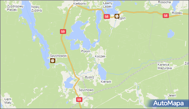 mapa Koczek, Koczek na mapie Targeo