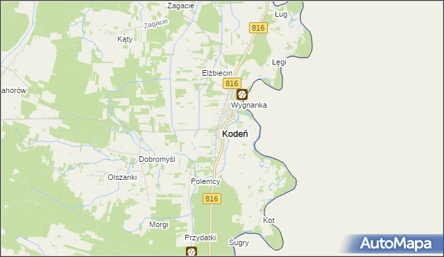 mapa Kodeń, Kodeń na mapie Targeo