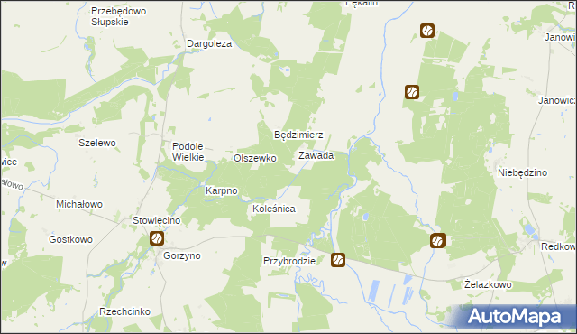 mapa Kokoszki gmina Główczyce, Kokoszki gmina Główczyce na mapie Targeo