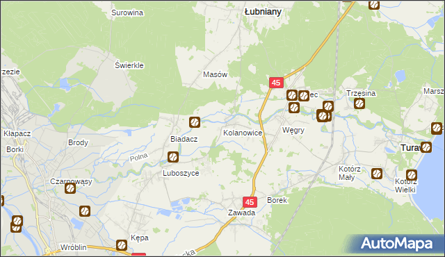 mapa Kolanowice, Kolanowice na mapie Targeo