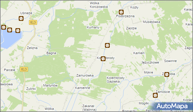 mapa Kolembrody, Kolembrody na mapie Targeo