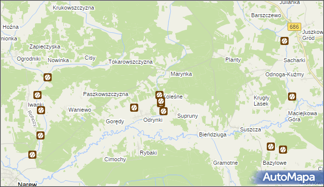 mapa Koleśne, Koleśne na mapie Targeo