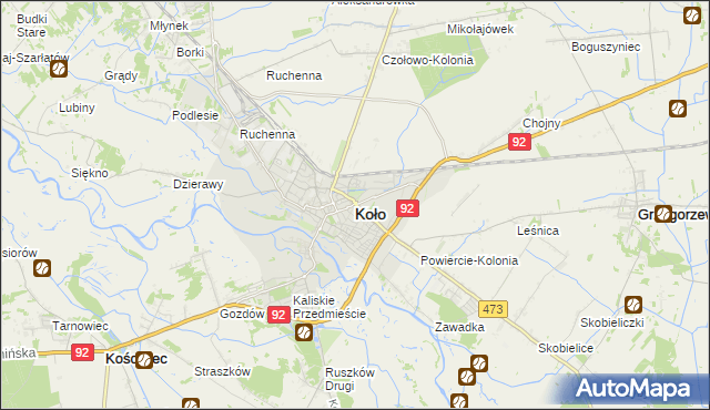 mapa Koło, Koło na mapie Targeo