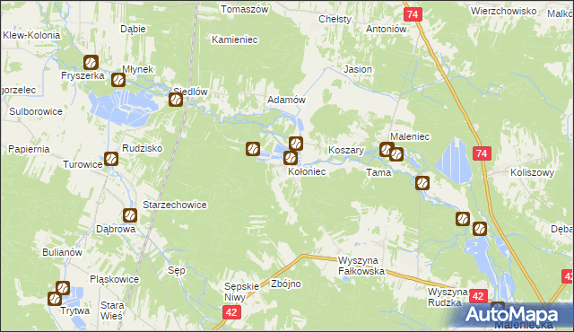 mapa Kołoniec, Kołoniec na mapie Targeo