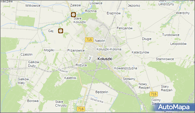 mapa Koluszki, Koluszki na mapie Targeo