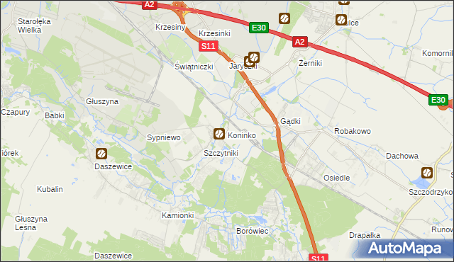 mapa Koninko, Koninko na mapie Targeo