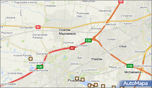 mapa Konotopa gmina Ożarów Mazowiecki, Konotopa gmina Ożarów Mazowiecki na mapie Targeo