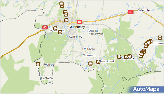 mapa Konradów gmina Głuchołazy, Konradów gmina Głuchołazy na mapie Targeo