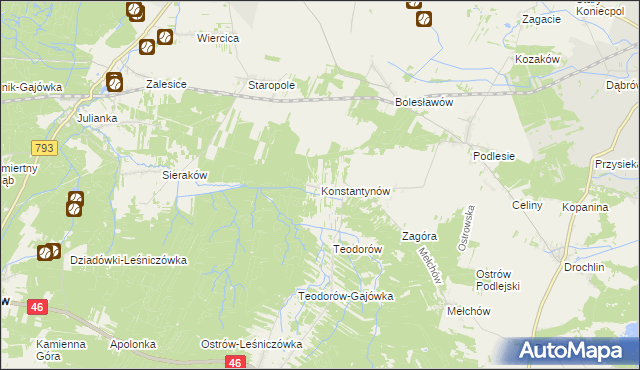 mapa Konstantynów gmina Lelów, Konstantynów gmina Lelów na mapie Targeo