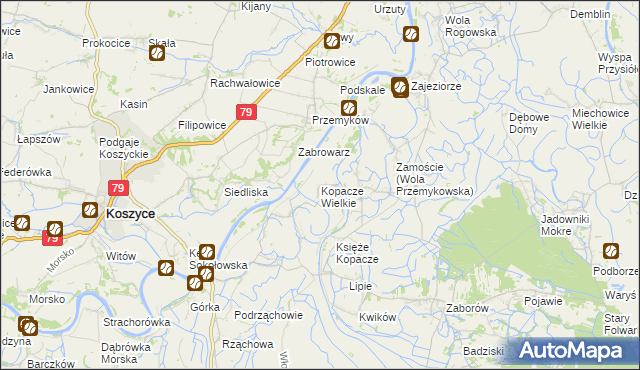 mapa Kopacze Wielkie, Kopacze Wielkie na mapie Targeo