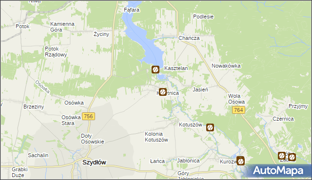 mapa Korytnica gmina Szydłów, Korytnica gmina Szydłów na mapie Targeo