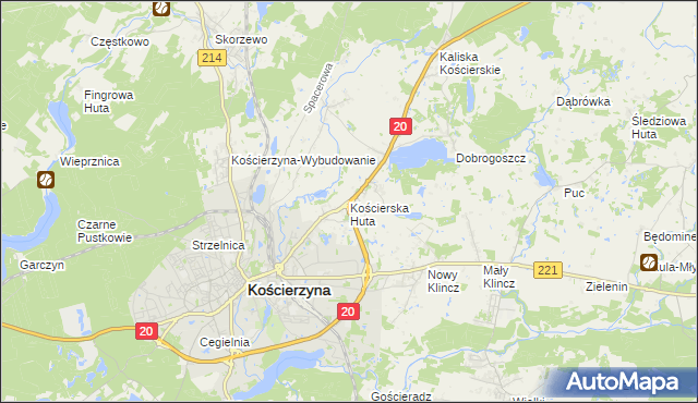 mapa Kościerska Huta, Kościerska Huta na mapie Targeo