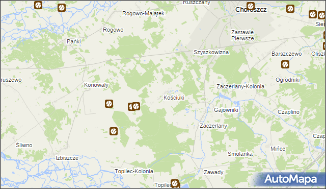 mapa Kościuki, Kościuki na mapie Targeo