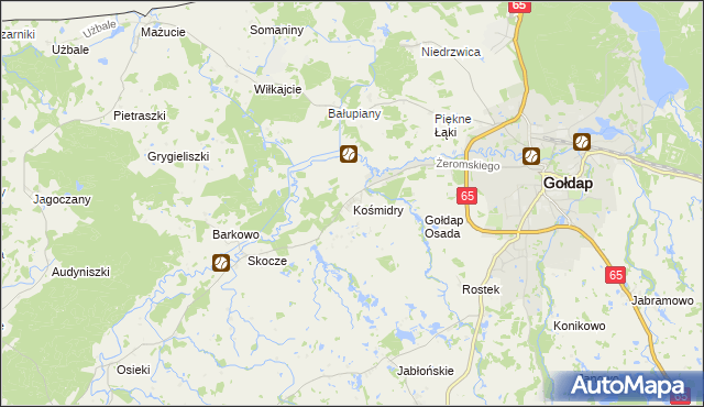mapa Kośmidry gmina Gołdap, Kośmidry gmina Gołdap na mapie Targeo