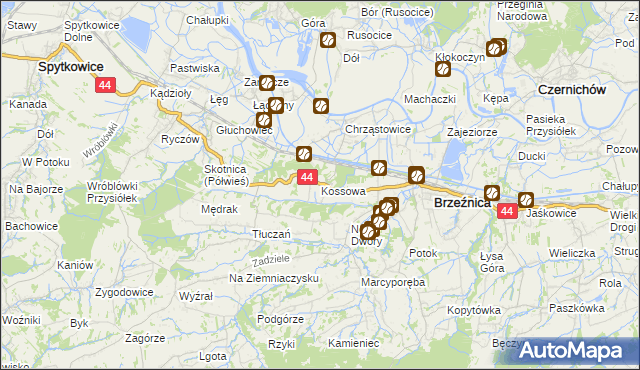 mapa Kossowa, Kossowa na mapie Targeo