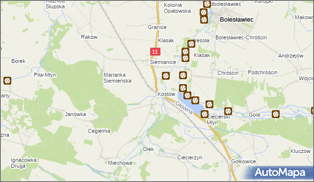 mapa Kostów, Kostów na mapie Targeo