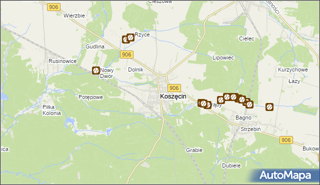 mapa Koszęcin powiat lubliniecki, Koszęcin powiat lubliniecki na mapie Targeo