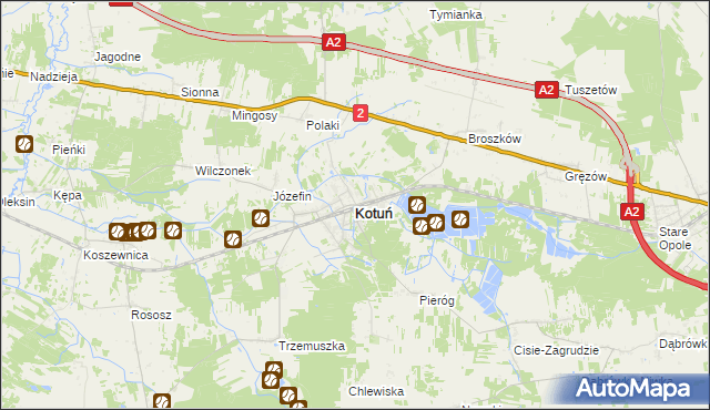 mapa Kotuń powiat siedlecki, Kotuń powiat siedlecki na mapie Targeo