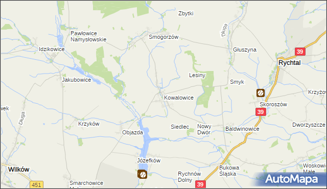 mapa Kowalowice, Kowalowice na mapie Targeo