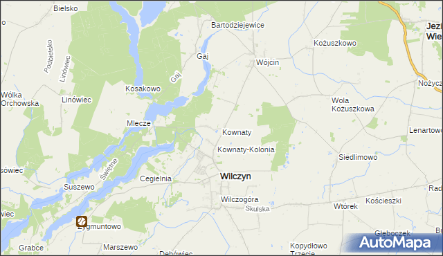 mapa Kownaty gmina Wilczyn, Kownaty gmina Wilczyn na mapie Targeo