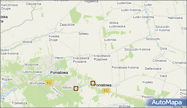 mapa Kraczewice Rządowe, Kraczewice Rządowe na mapie Targeo