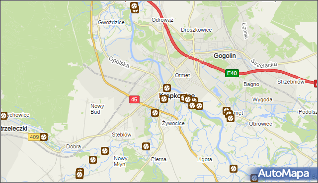 mapa Krapkowice, Krapkowice na mapie Targeo