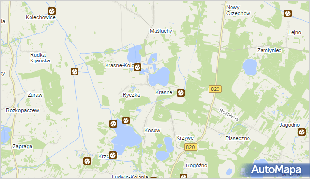 mapa Krasne gmina Uścimów, Krasne gmina Uścimów na mapie Targeo