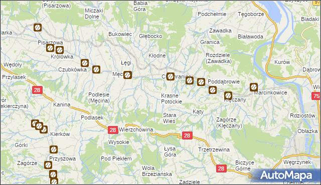 mapa Krasne Potockie, Krasne Potockie na mapie Targeo