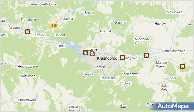 mapa Krasnobród, Krasnobród na mapie Targeo