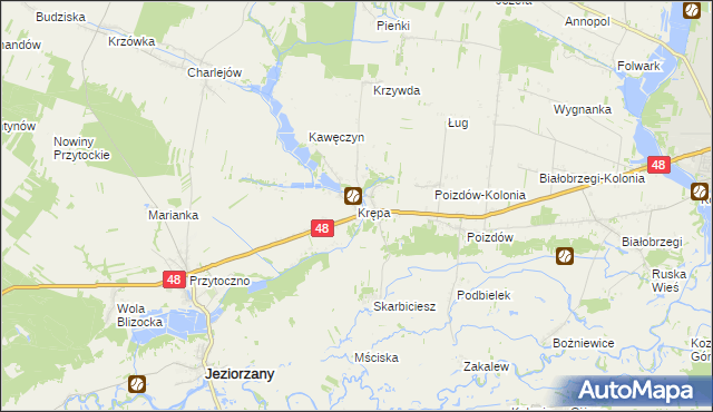 mapa Krępa gmina Jeziorzany, Krępa gmina Jeziorzany na mapie Targeo
