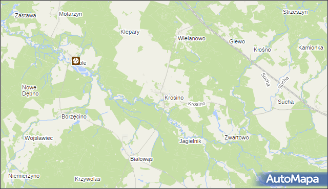 mapa Krosino gmina Grzmiąca, Krosino gmina Grzmiąca na mapie Targeo