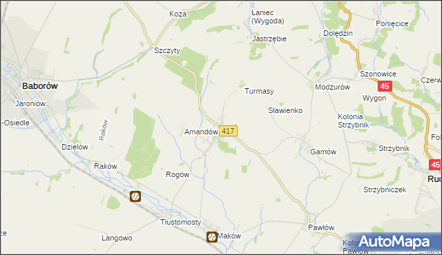 mapa Krowiarki, Krowiarki na mapie Targeo