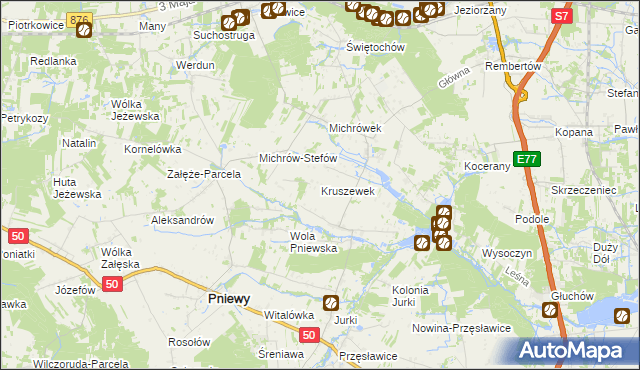 mapa Kruszewek, Kruszewek na mapie Targeo