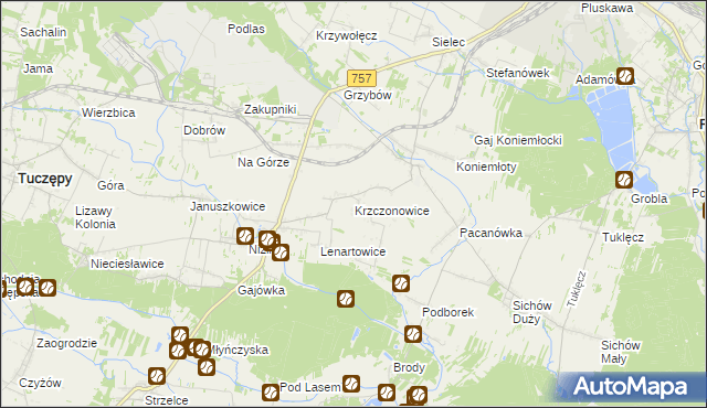 mapa Krzczonowice gmina Staszów, Krzczonowice gmina Staszów na mapie Targeo