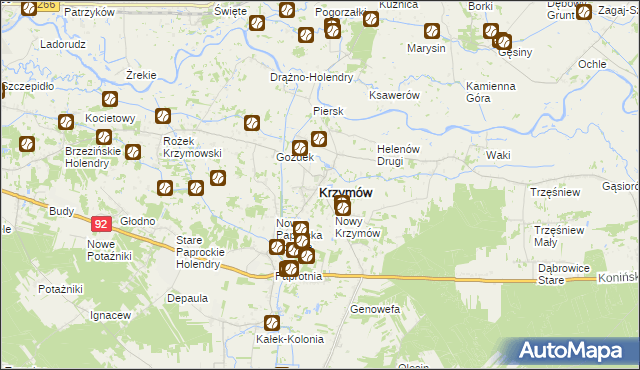 mapa Krzymów powiat koniński, Krzymów powiat koniński na mapie Targeo