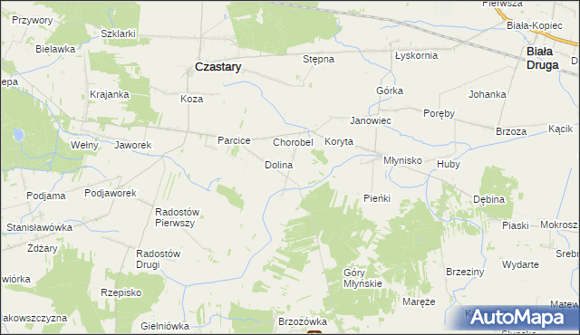 mapa Krzyż gmina Czastary, Krzyż gmina Czastary na mapie Targeo